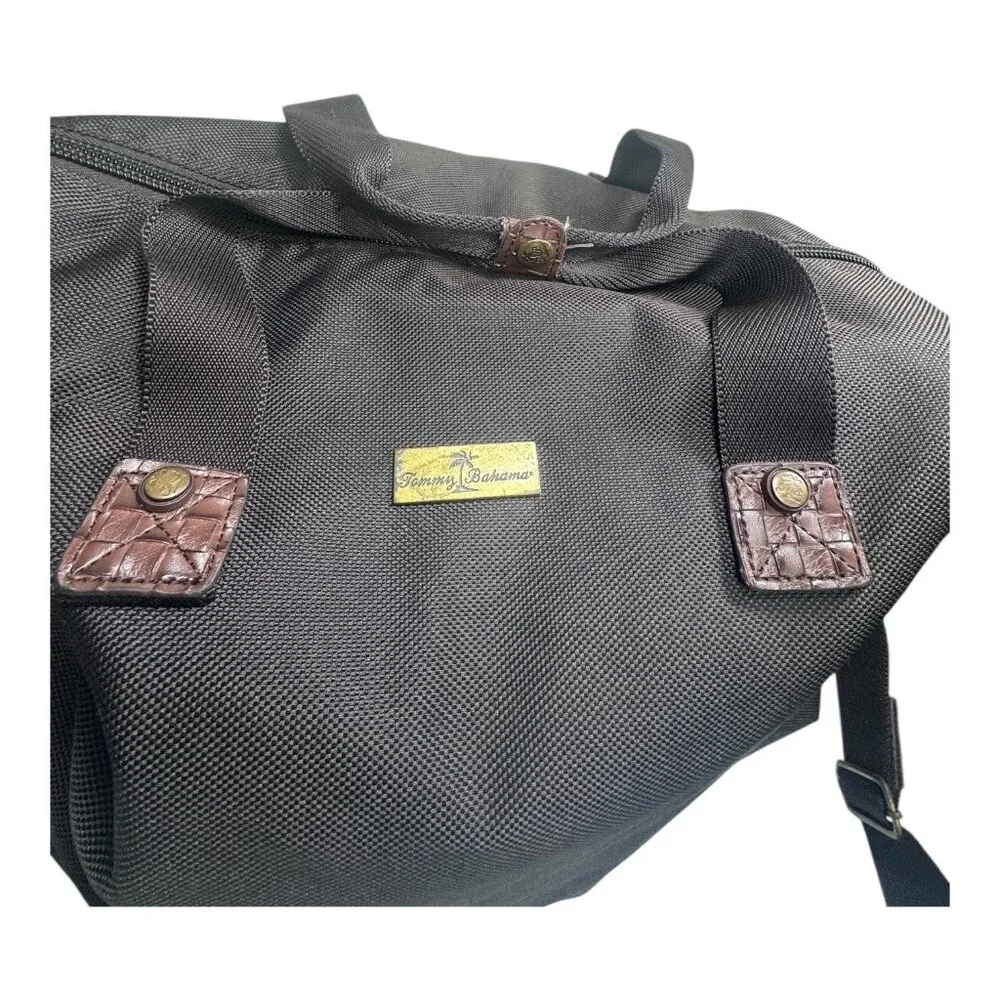 Tommy Bahama Carry-On/Beach Canvas Brown Duffle Tote Bag Leather Bag Paradise